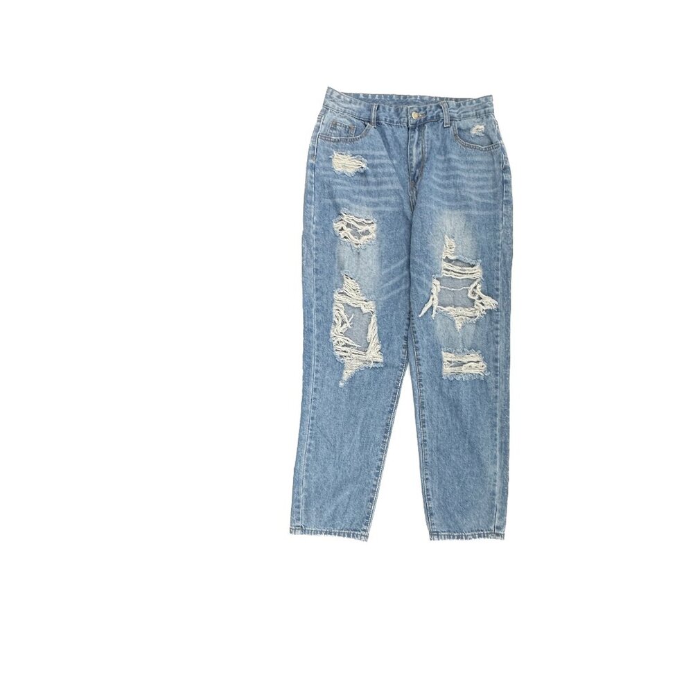 Shein Distressed Straight Women's‎ size 10 Medium Blue Denim Jeans